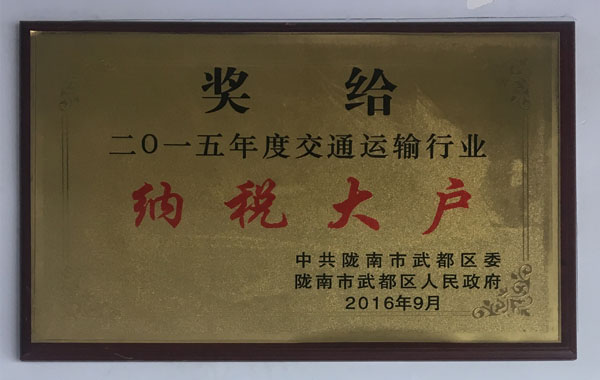 2015年度交通運輸行業納稅大戶