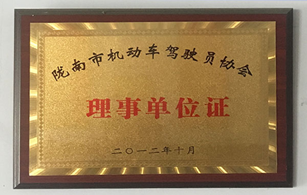 隴南市機動車駕駛員協會理事單位
